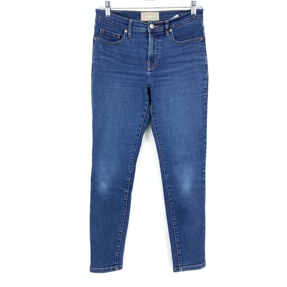 Everlane Mid Rise Ankle Skinny Jeans Womens Sz 27 Stretch Medium Wash - Picture 1 of 7